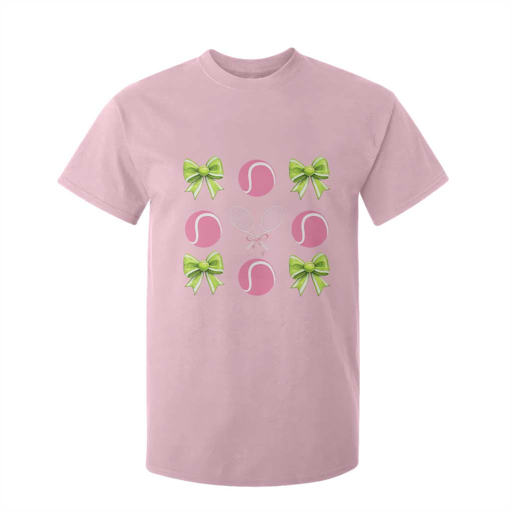 Pink Bow Coquette Tennis Lover T Shirt For Kid Funny Tennis Girl Gift TS12 Light Pink Print Your Wear
