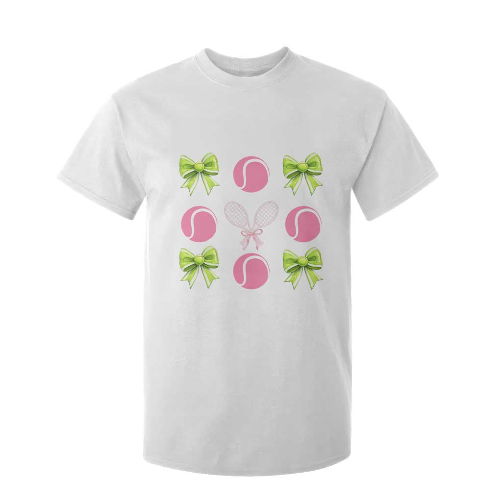 Pink Bow Coquette Tennis Lover T Shirt For Kid Funny Tennis Girl Gift TS12 White Print Your Wear