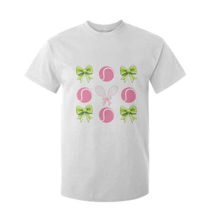 Pink Bow Coquette Tennis Lover T Shirt For Kid Funny Tennis Girl Gift TS12 White Print Your Wear