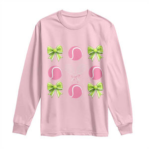 Pink Bow Coquette Tennis Lover Long Sleeve Shirt Funny Tennis Girl Gift TS12 Light Pink Print Your Wear