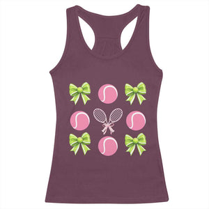 Pink Bow Coquette Tennis Lover Racerback Tank Top Funny Tennis Girl Gift TS12 Maroon Print Your Wear