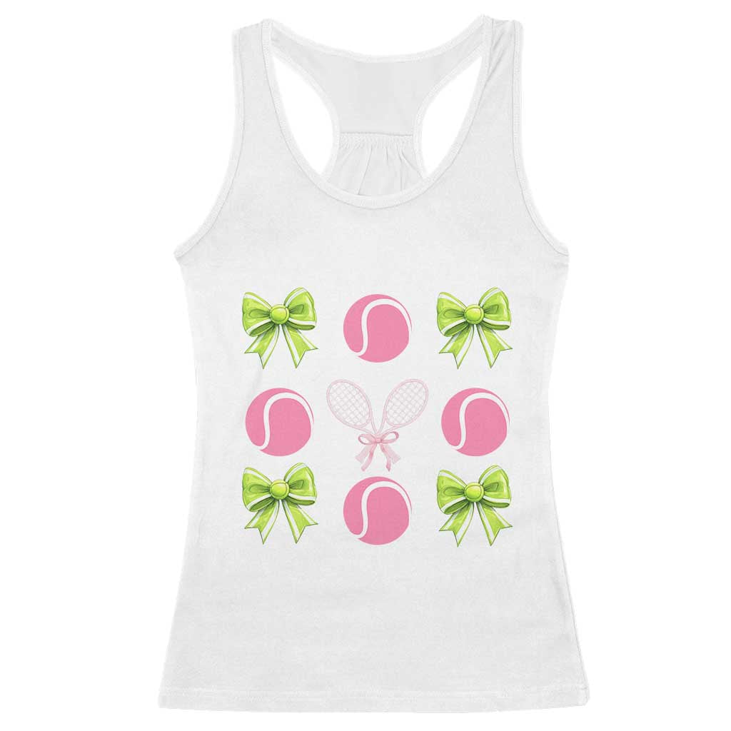 Pink Bow Coquette Tennis Lover Racerback Tank Top Funny Tennis Girl Gift TS12 White Print Your Wear