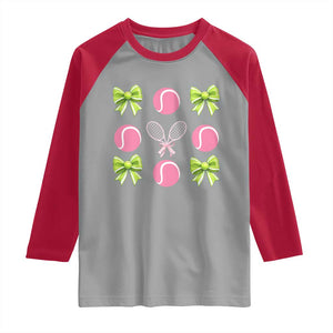 Pink Bow Coquette Tennis Lover Raglan Shirt Funny Tennis Girl Gift TS12 Sport Gray Red Print Your Wear