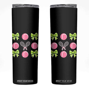Pink Bow Coquette Tennis Lover Skinny Tumbler Funny Tennis Girl Gift TS12 Black Print Your Wear