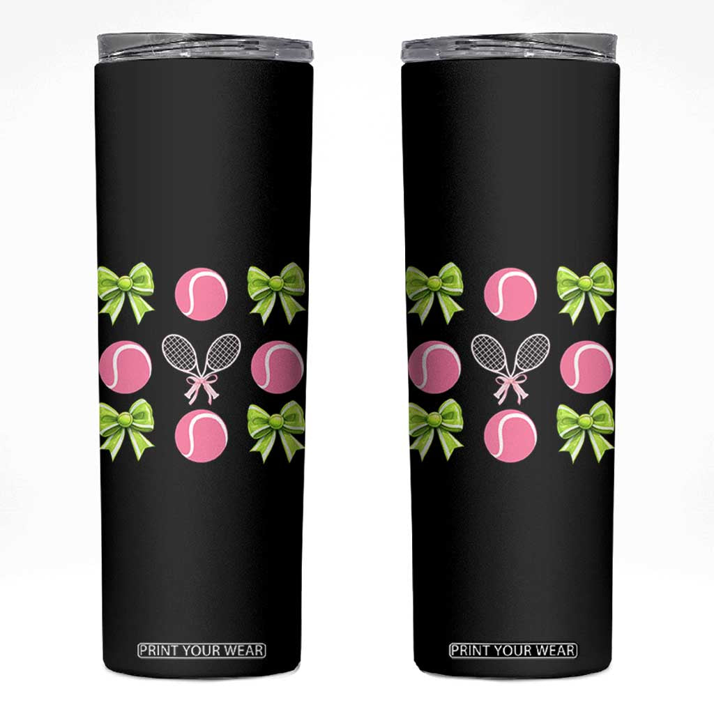 Pink Bow Coquette Tennis Lover Skinny Tumbler Funny Tennis Girl Gift TS12 Black Print Your Wear