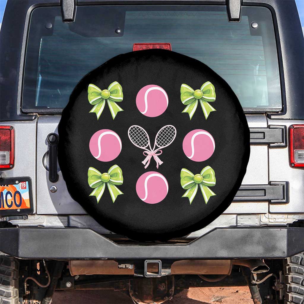 Pink Bow Coquette Tennis Lover Spare Tire Cover Funny Tennis Girl Gift TS12 No hole Black Print Your Wear