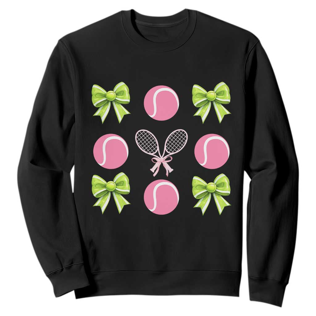 Pink Bow Coquette Tennis Lover Sweatshirt Funny Tennis Girl Gift TS12 Black Print Your Wear