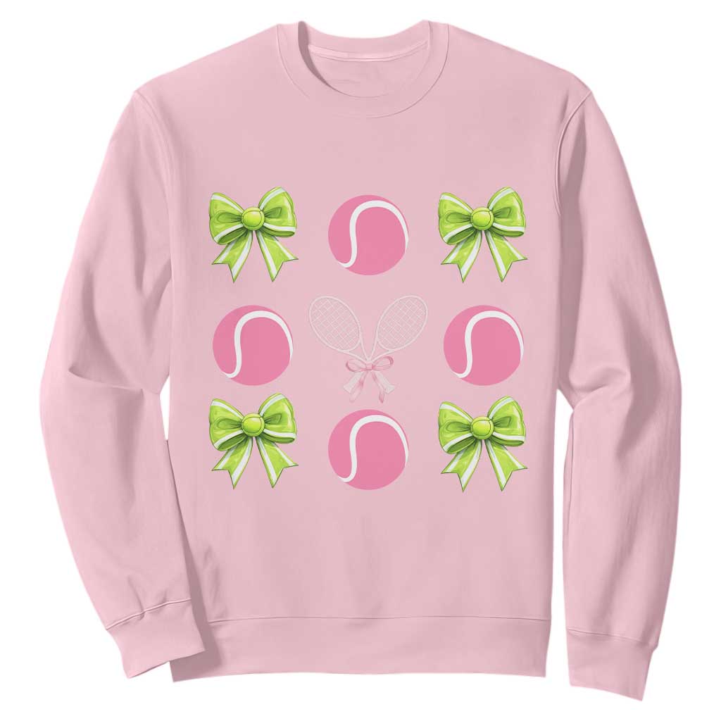 Pink Bow Coquette Tennis Lover Sweatshirt Funny Tennis Girl Gift TS12 Light Pink Print Your Wear