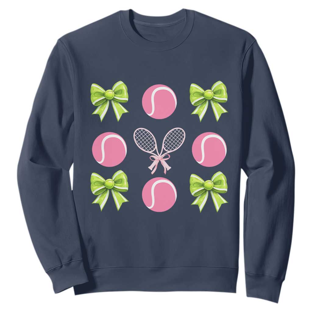 Pink Bow Coquette Tennis Lover Sweatshirt Funny Tennis Girl Gift TS12 Navy Print Your Wear