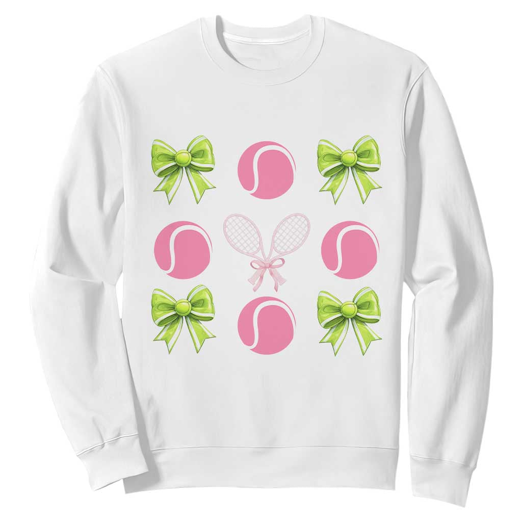 Pink Bow Coquette Tennis Lover Sweatshirt Funny Tennis Girl Gift TS12 White Print Your Wear