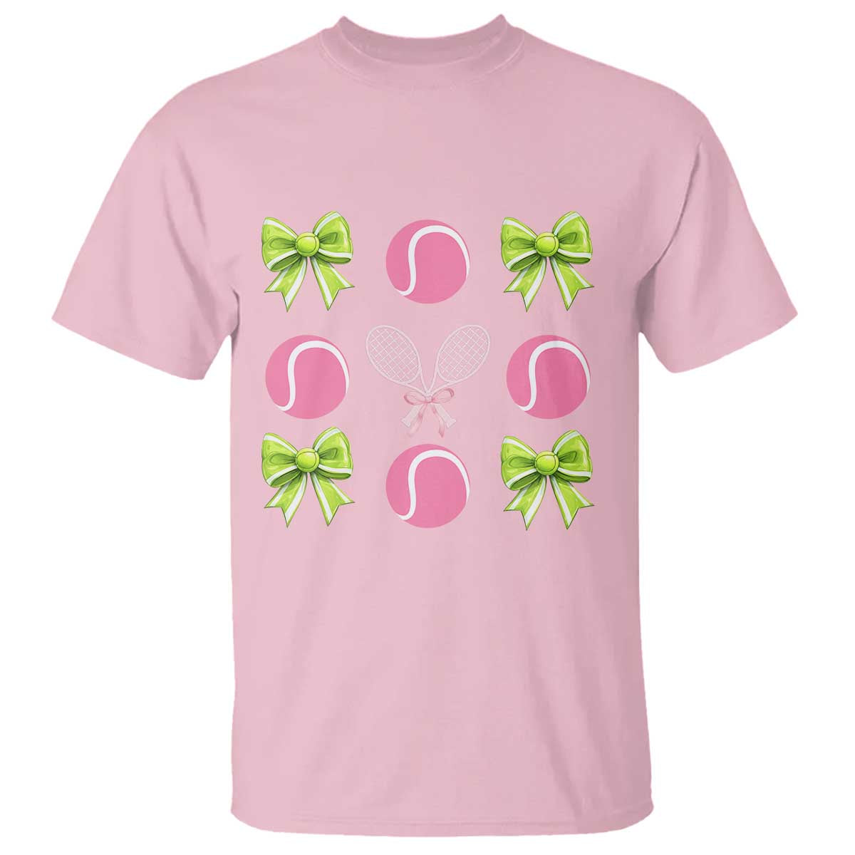 Pink Bow Coquette Tennis Lover T Shirt Funny Tennis Girl Gift TS12 Light Pink Print Your Wear