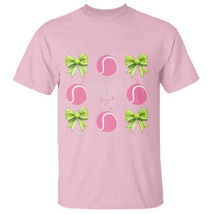 Pink Bow Coquette Tennis Lover T Shirt Funny Tennis Girl Gift TS12 Light Pink Print Your Wear