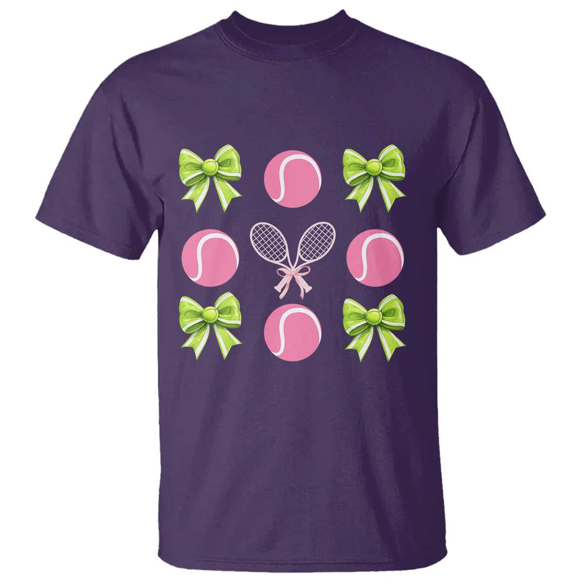 Pink Bow Coquette Tennis Lover T Shirt Funny Tennis Girl Gift TS12 Purple Print Your Wear