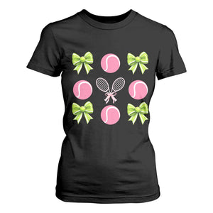Pink Bow Coquette Tennis Lover T Shirt For Women Funny Tennis Girl Gift TS12 Black Print Your Wear