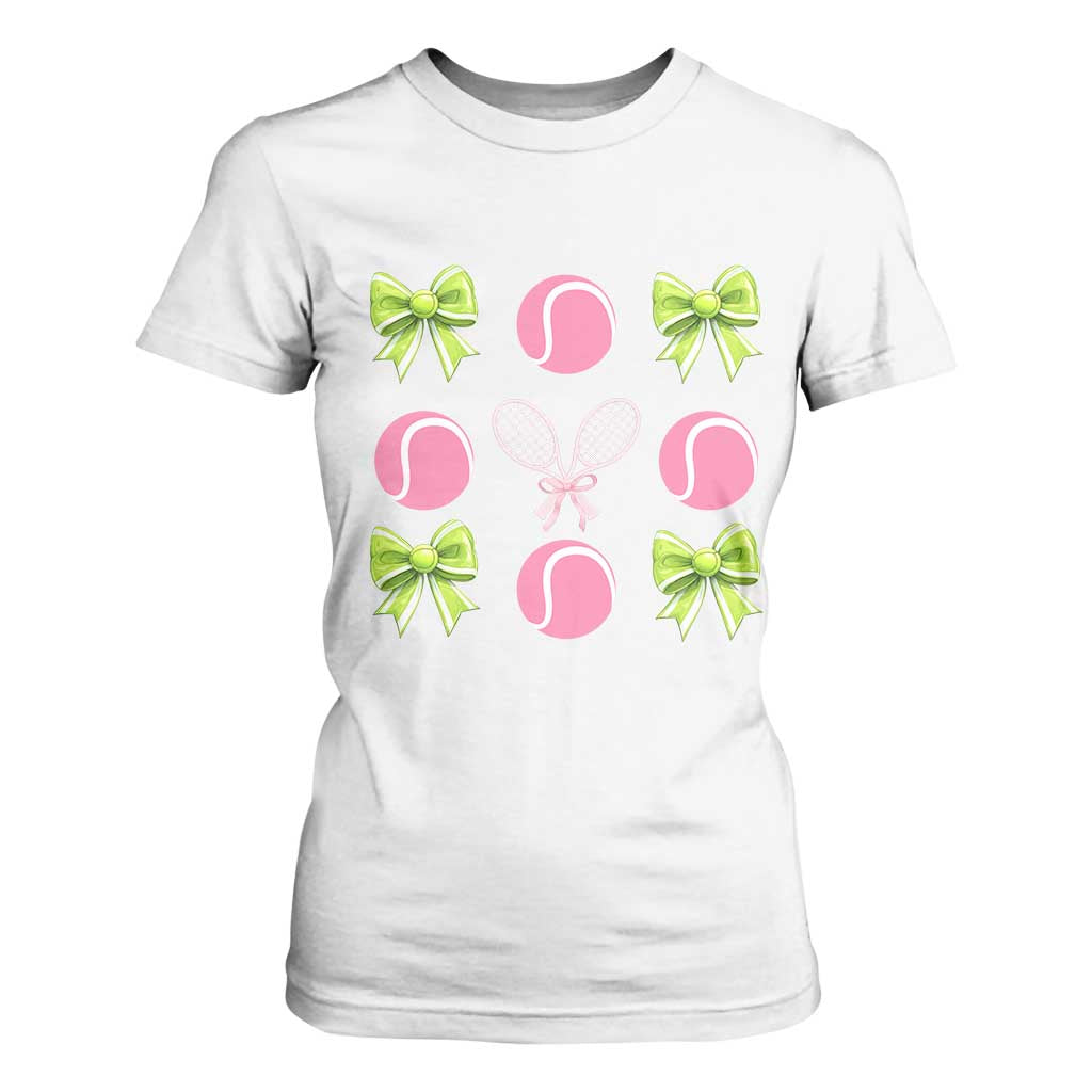 Pink Bow Coquette Tennis Lover T Shirt For Women Funny Tennis Girl Gift TS12 White Print Your Wear