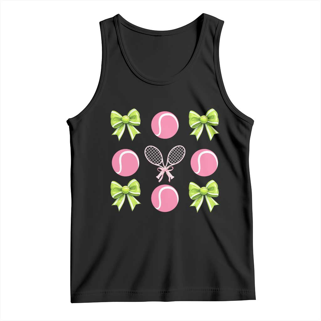 Pink Bow Coquette Tennis Lover Tank Top Funny Tennis Girl Gift TS12 Black Print Your Wear