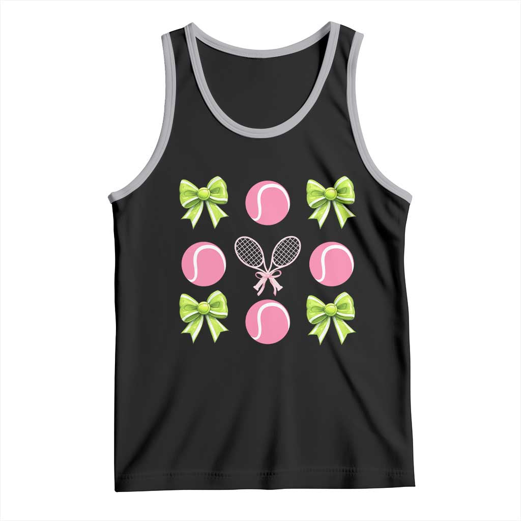 Pink Bow Coquette Tennis Lover Tank Top Funny Tennis Girl Gift TS12 Black Athletic Heather Print Your Wear