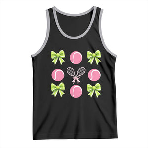 Pink Bow Coquette Tennis Lover Tank Top Funny Tennis Girl Gift TS12 Black Athletic Heather Print Your Wear