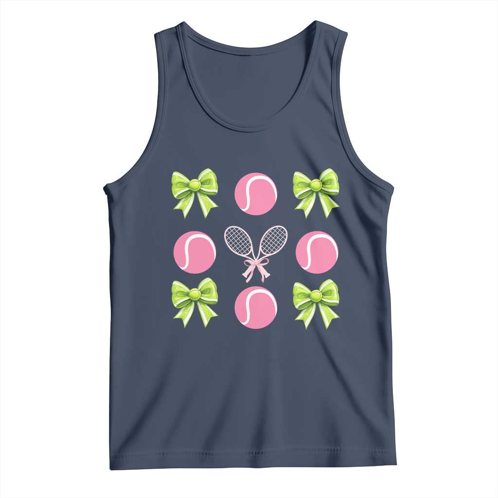Pink Bow Coquette Tennis Lover Tank Top Funny Tennis Girl Gift TS12 Navy Print Your Wear