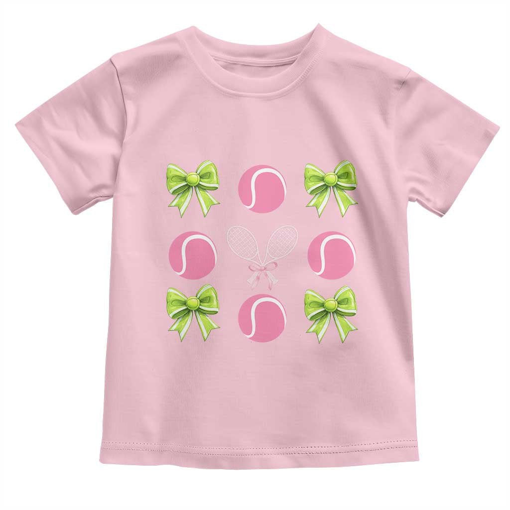 Pink Bow Coquette Tennis Lover Toddler T Shirt Funny Tennis Girl Gift TS12 Light Pink Print Your Wear
