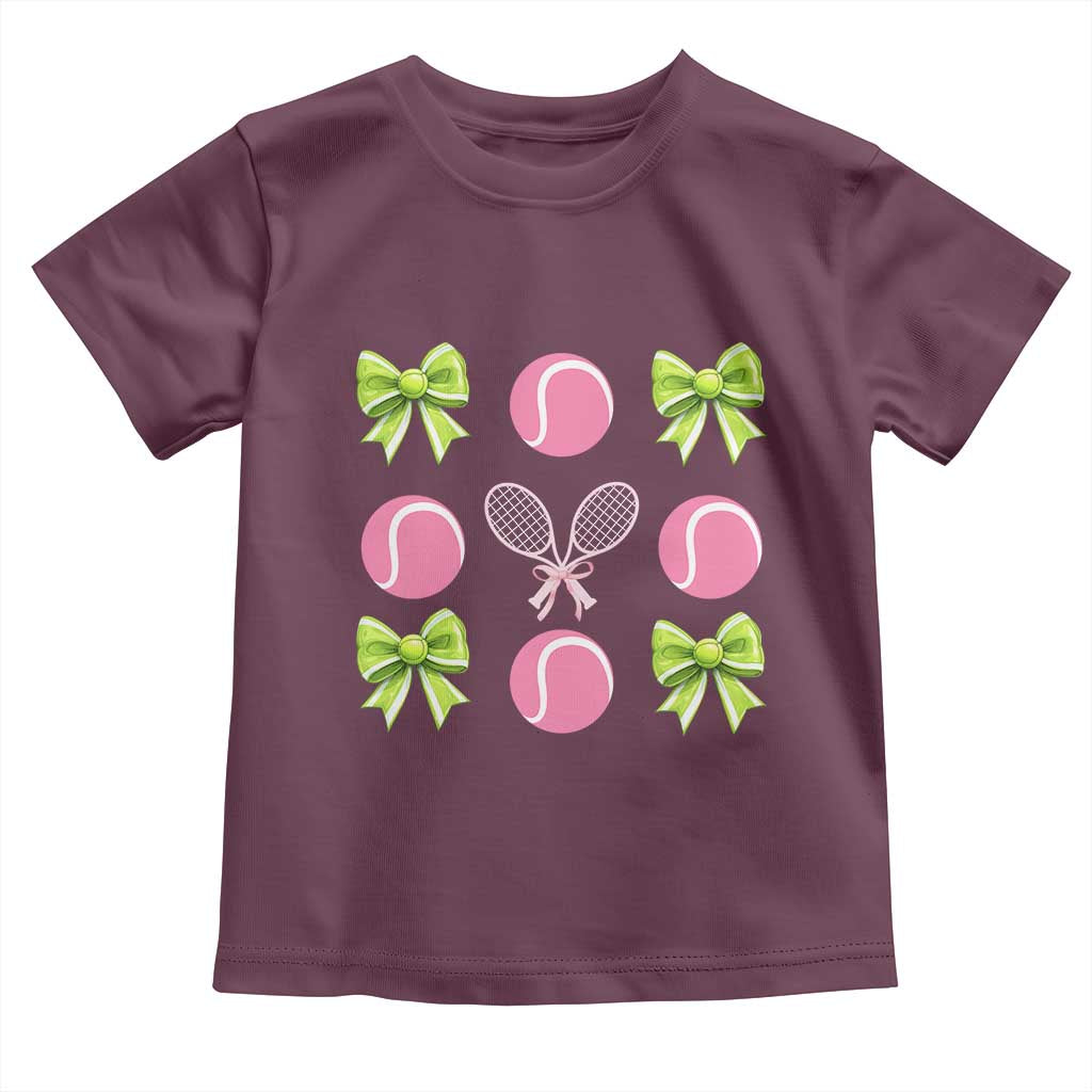 Pink Bow Coquette Tennis Lover Toddler T Shirt Funny Tennis Girl Gift TS12 Maroon Print Your Wear