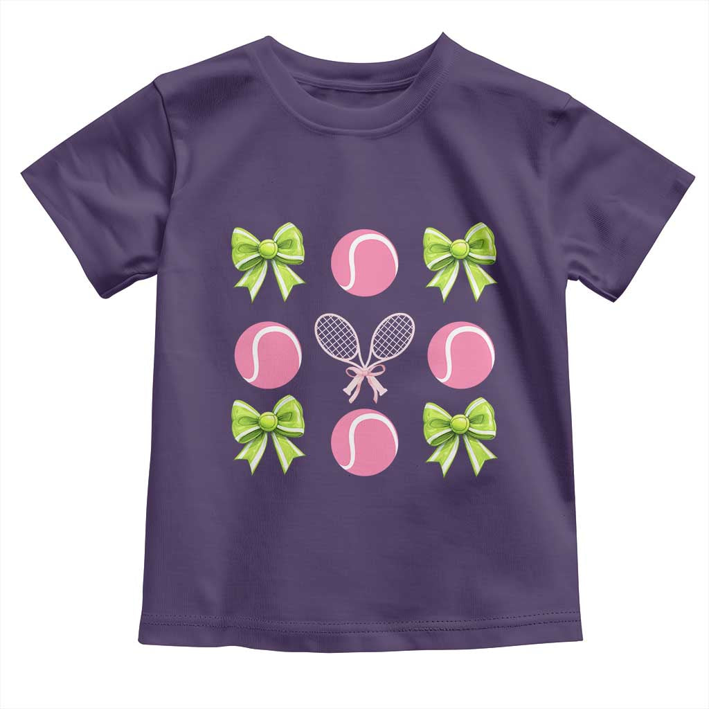 Pink Bow Coquette Tennis Lover Toddler T Shirt Funny Tennis Girl Gift TS12 Purple Print Your Wear