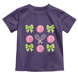 Pink Bow Coquette Tennis Lover Toddler T Shirt Funny Tennis Girl Gift TS12 Purple Print Your Wear