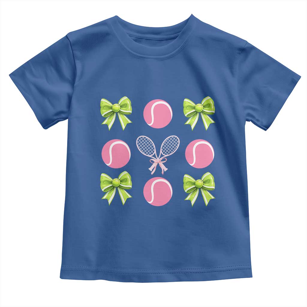 Pink Bow Coquette Tennis Lover Toddler T Shirt Funny Tennis Girl Gift TS12 Royal Blue Print Your Wear