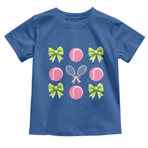 Pink Bow Coquette Tennis Lover Toddler T Shirt Funny Tennis Girl Gift TS12 Royal Blue Print Your Wear