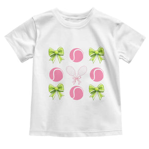Pink Bow Coquette Tennis Lover Toddler T Shirt Funny Tennis Girl Gift TS12 White Print Your Wear