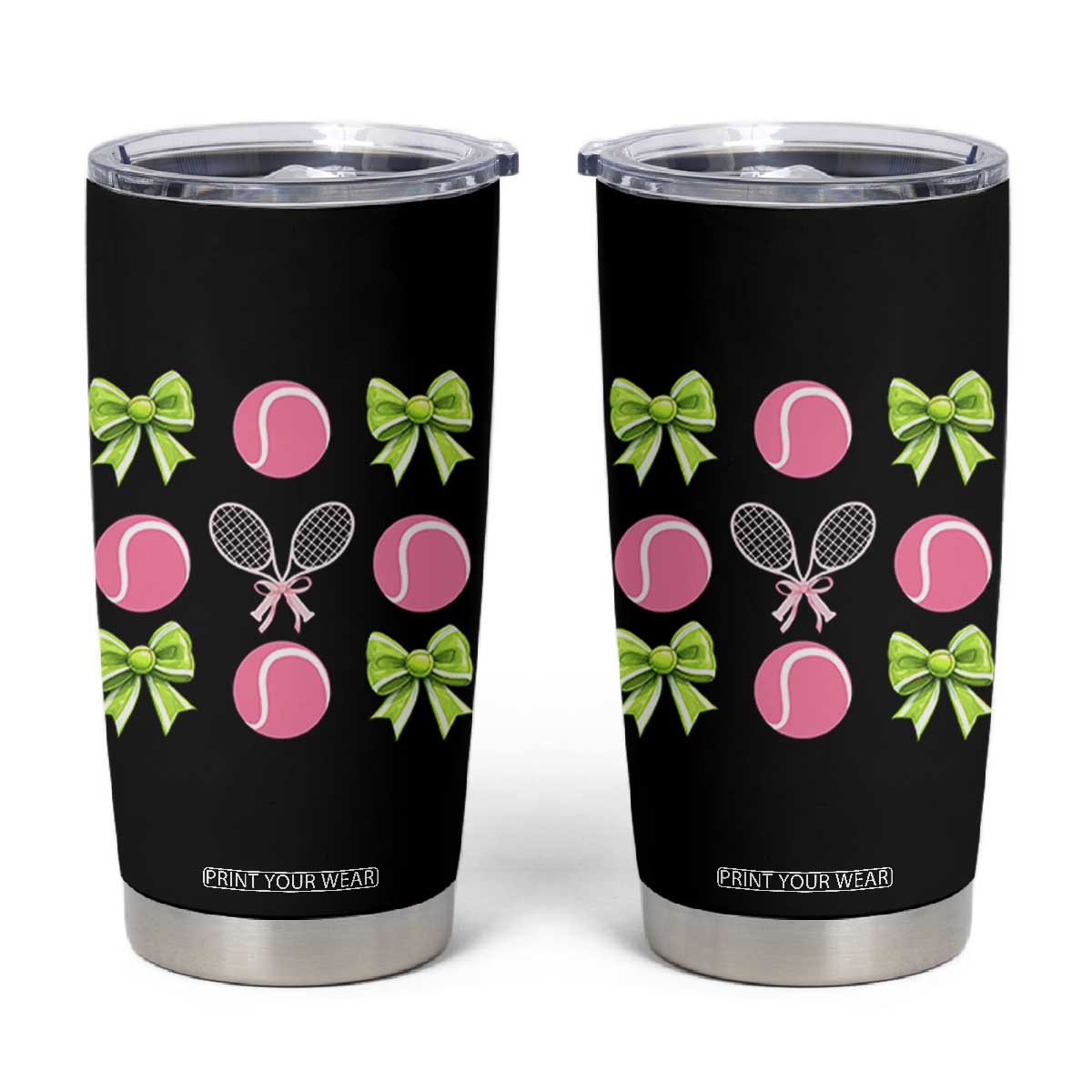 Pink Bow Coquette Tennis Lover Tumbler Cup Funny Tennis Girl Gift TS12 Black Print Your Wear