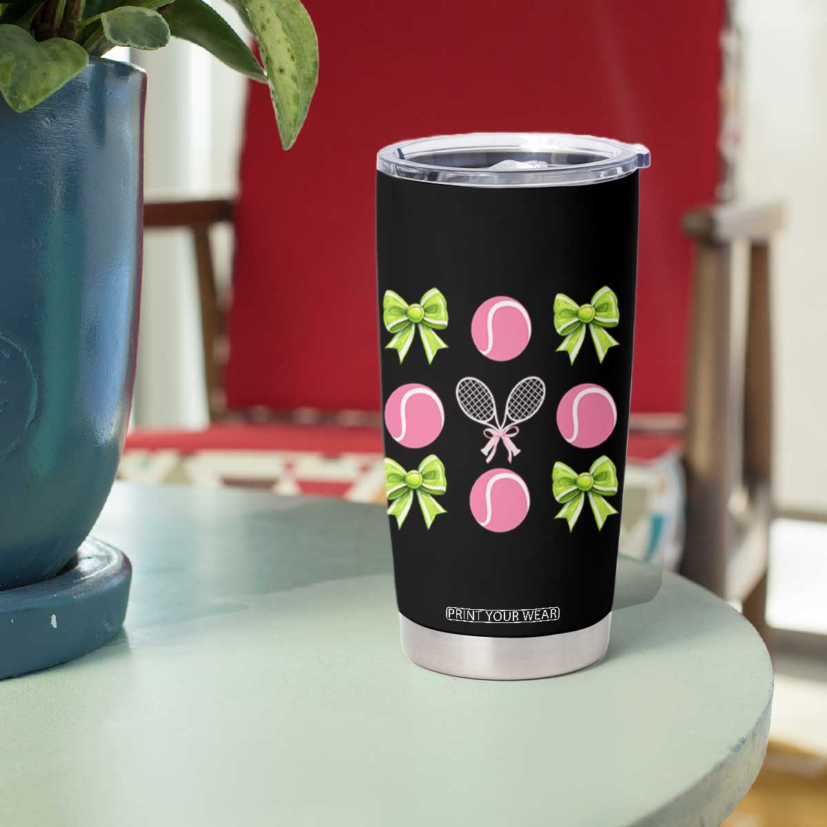 Pink Bow Coquette Tennis Lover Tumbler Cup Funny Tennis Girl Gift TS12 Print Your Wear