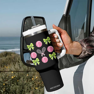 Pink Bow Coquette Tennis Lover Tumbler With Handle Funny Tennis Girl Gift TS12 Print Your Wear
