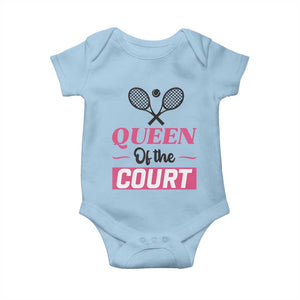 Queen Of The Court Baby Onesie Funny Tennis Girl Gift TS12 Light Blue Print Your Wear