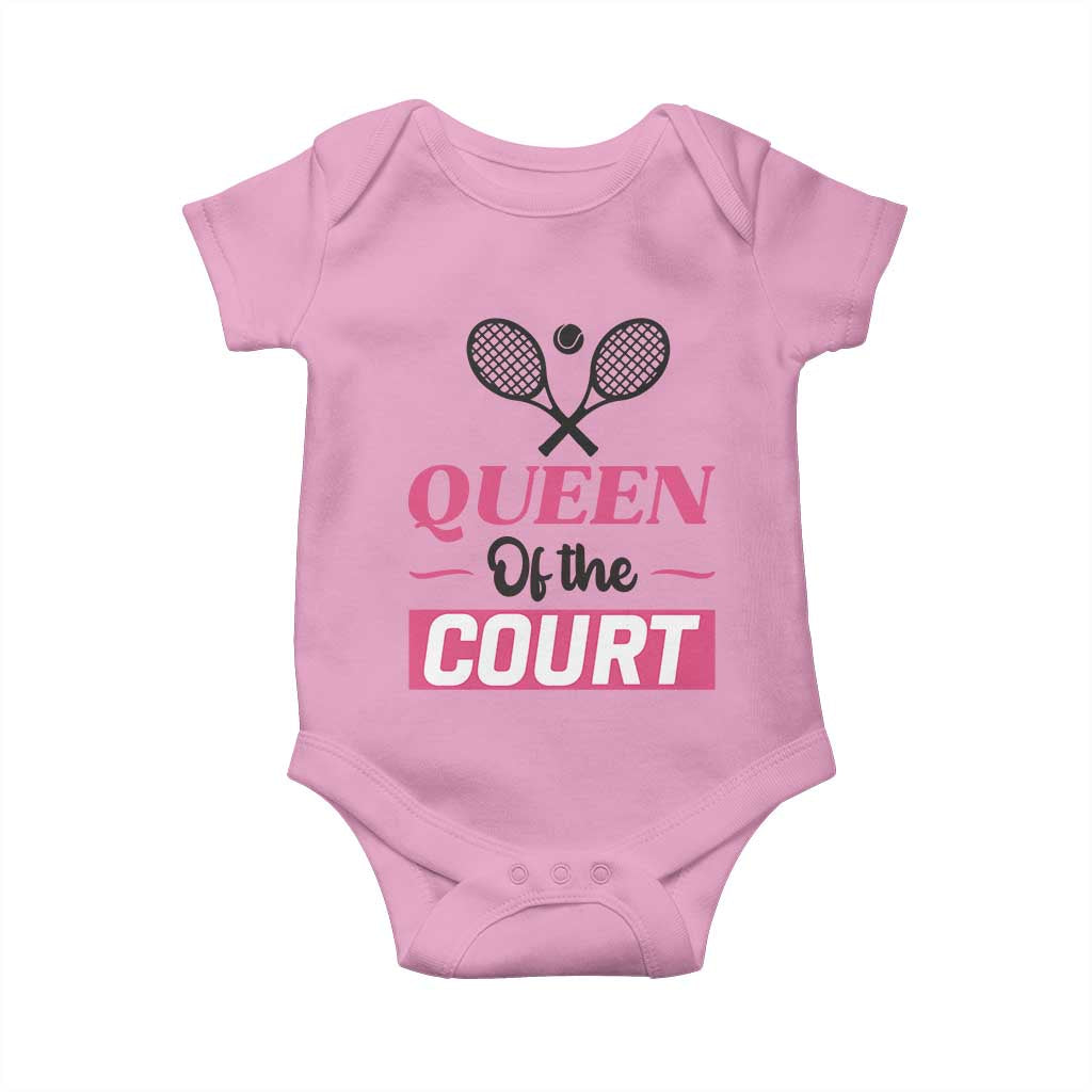 Queen Of The Court Baby Onesie Funny Tennis Girl Gift TS12 Light Pink Print Your Wear