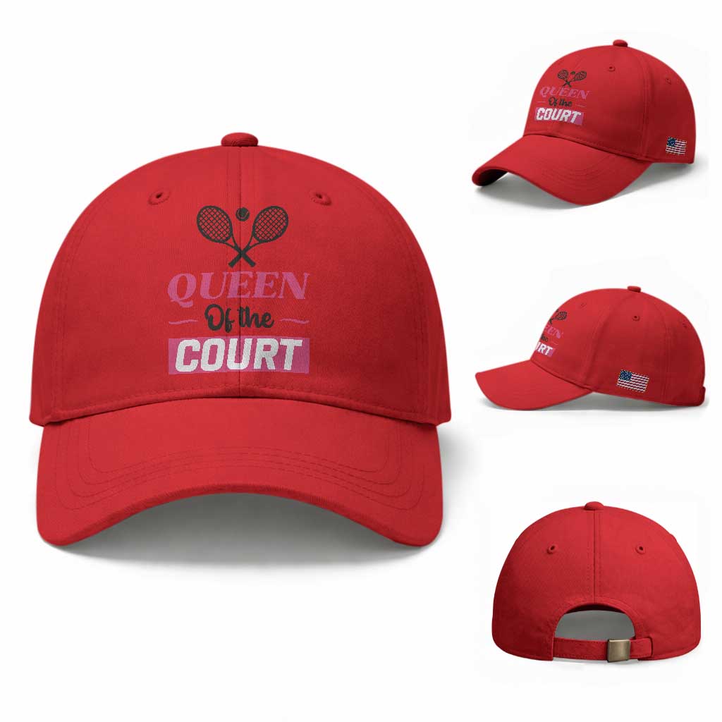 Queen Of The Court Baseball Cap Funny Tennis Girl Gift TS12 Baseball Cap Universal Fit Red Print Your Wear