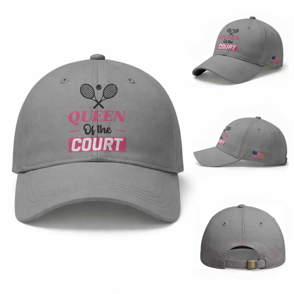 Queen Of The Court Baseball Cap Funny Tennis Girl Gift TS12 Baseball Cap Universal Fit Sport Gray Print Your Wear