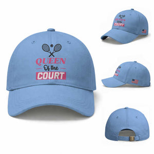 Queen Of The Court Baseball Cap Funny Tennis Girl Gift TS12 Baseball Cap Universal Fit Light Blue Print Your Wear