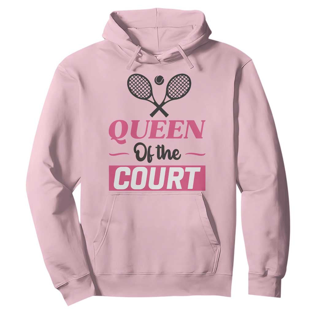 Queen Of The Court Hoodie Funny Tennis Girl Gift TS12 Light Pink Print Your Wear