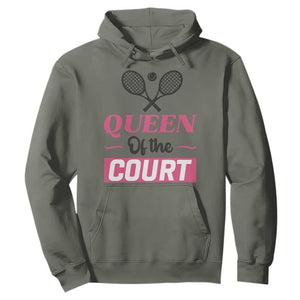 Queen Of The Court Hoodie Funny Tennis Girl Gift TS12 Military Green Print Your Wear