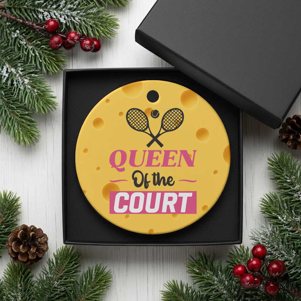 Queen Of The Court Ceramic Ornament Funny Tennis Girl Gift TS12 1pc Yellow Cheese Print Your Wear