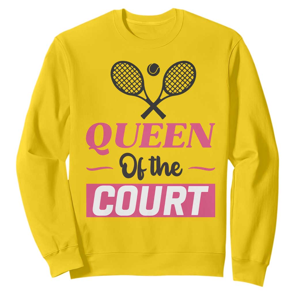 Queen Of The Court Sweatshirt Funny Tennis Girl Gift TS12 Daisy Print Your Wear