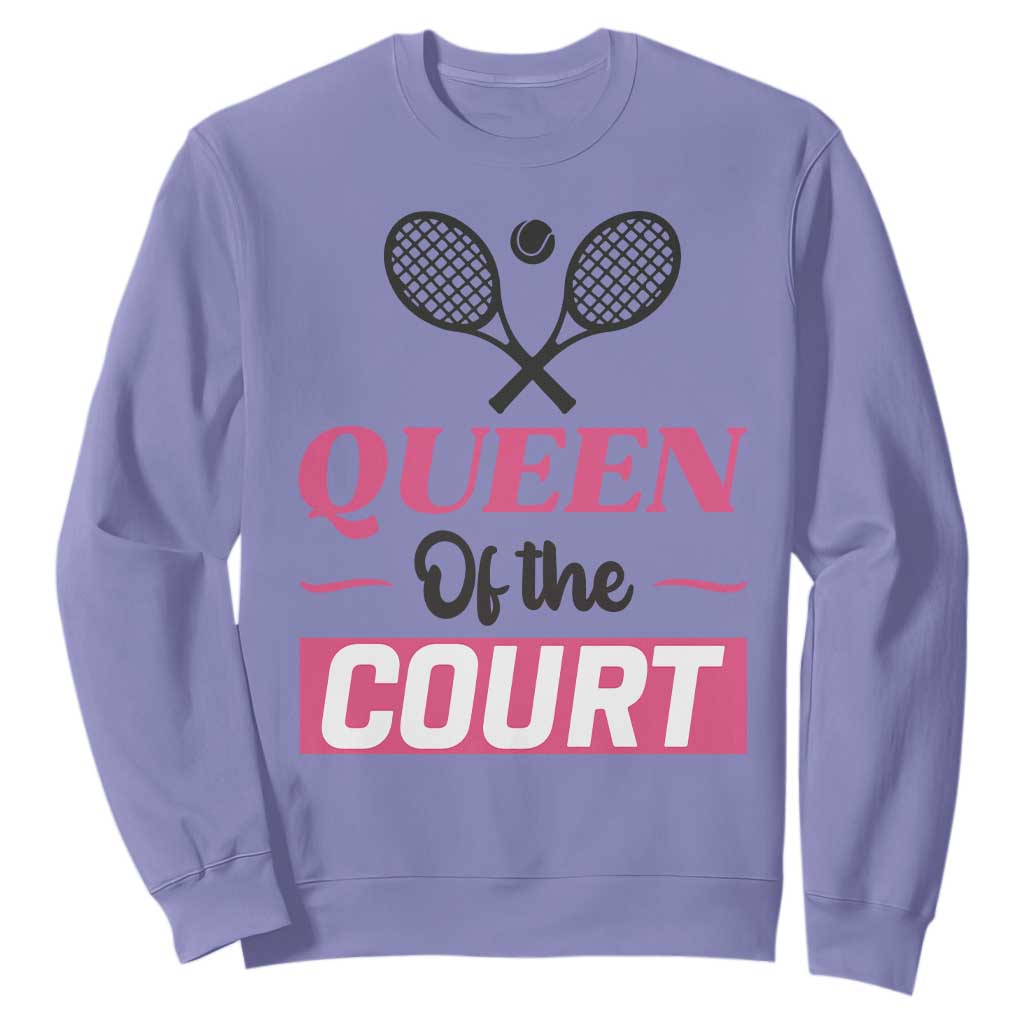 Queen Of The Court Sweatshirt Funny Tennis Girl Gift TS12 Violet Print Your Wear