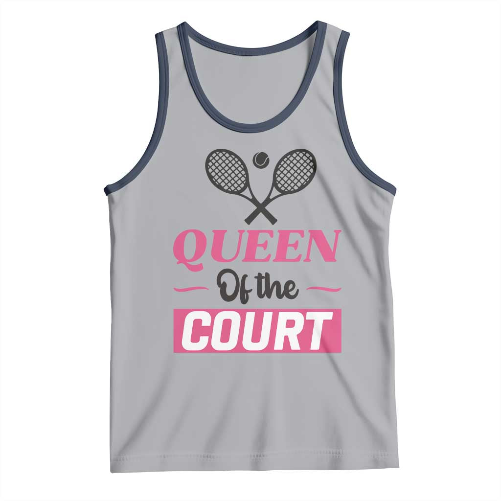Queen Of The Court Tank Top Funny Tennis Girl Gift TS12 Athletic Heather Navy Print Your Wear