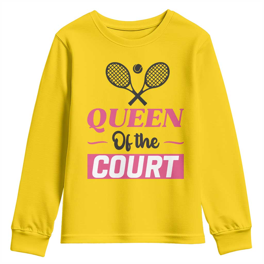 Queen Of The Court Youth Sweatshirt Funny Tennis Girl Gift TS12 Daisy Print Your Wear