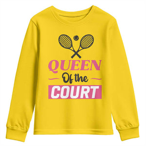Queen Of The Court Youth Sweatshirt Funny Tennis Girl Gift TS12 Daisy Print Your Wear