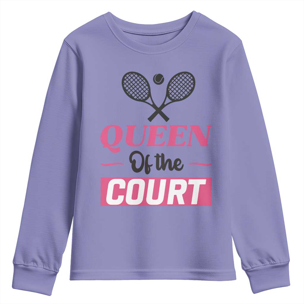 Queen Of The Court Youth Sweatshirt Funny Tennis Girl Gift TS12 Violet Print Your Wear