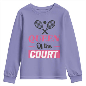 Queen Of The Court Youth Sweatshirt Funny Tennis Girl Gift TS12 Violet Print Your Wear