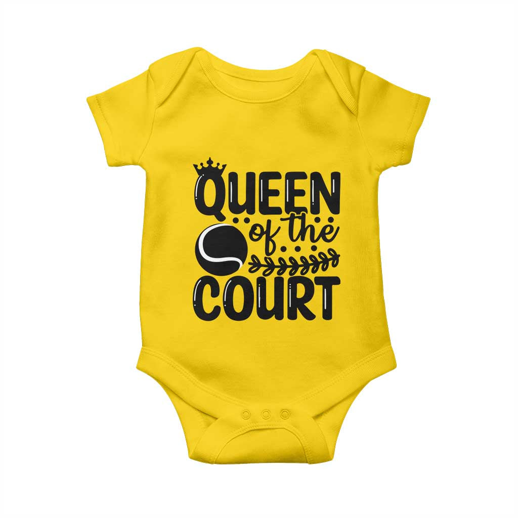 Funny Tennis Lover Gift Baby Onesie Queen Of The Court TS12 Daisy Print Your Wear