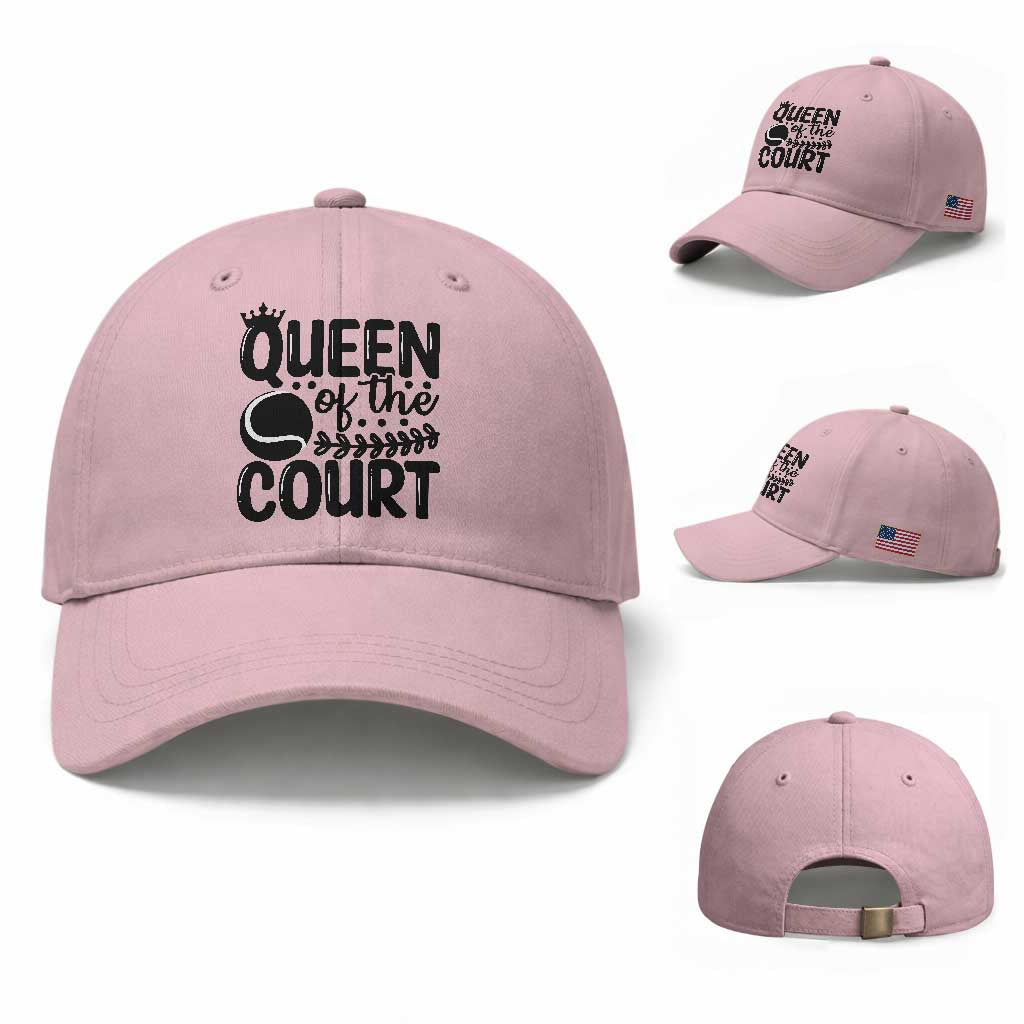 Funny Tennis Lover Gift Baseball Cap Queen Of The Court TS12 Baseball Cap Universal Fit Light Pink Print Your Wear